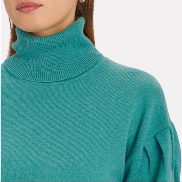 Intermix Taylor Cashmere Turtleneck Sweater | Green - Picture 4 of 10